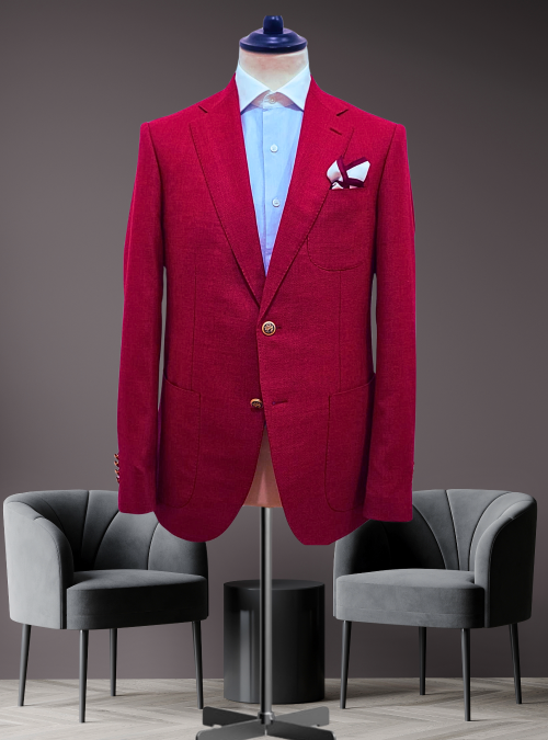 Single-Breasted Red Blazer 