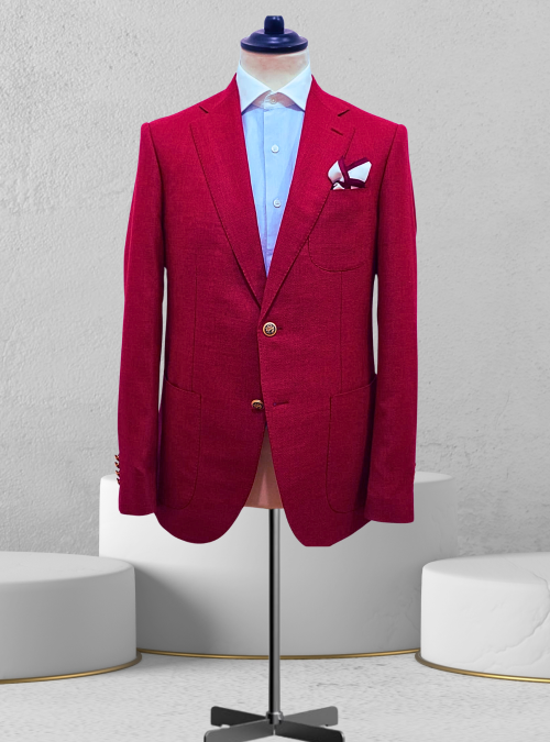 Single-Breasted Red Blazer 