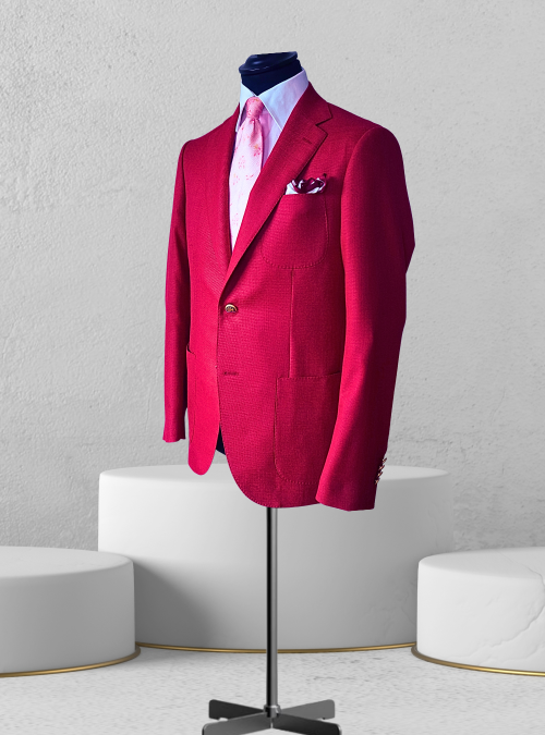 Single-Breasted Red Blazer 