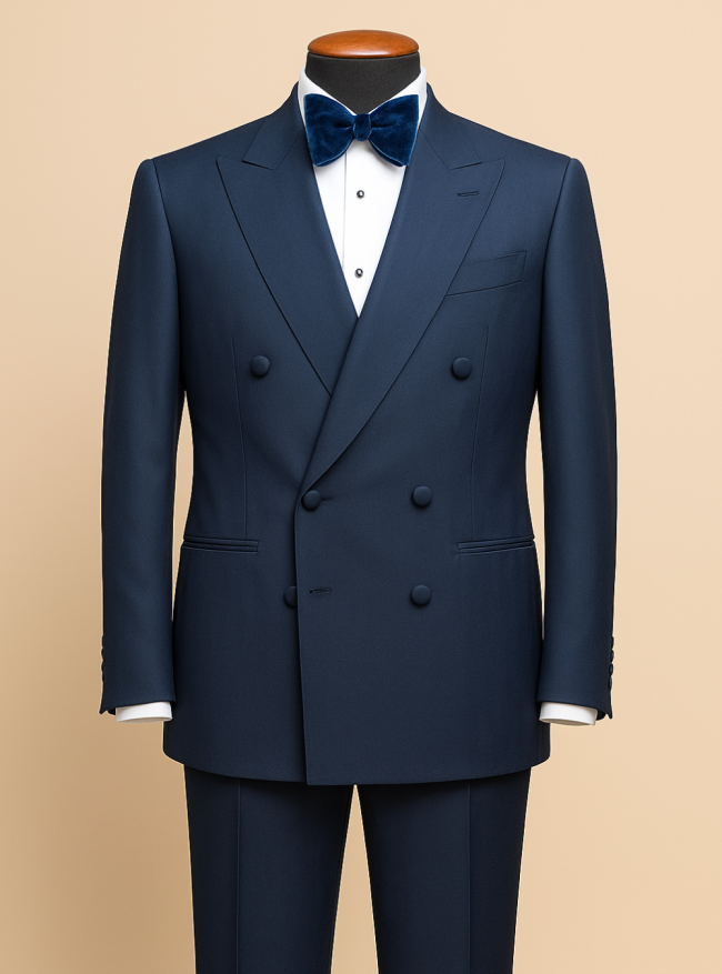 Bleu double-breasted tuxedo