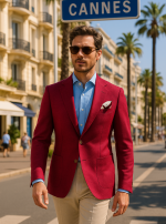 Single-Breasted Red Blazer 
