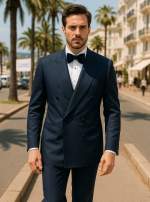 Bleu double-breasted tuxedo